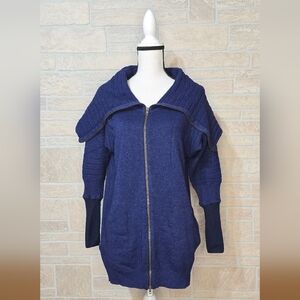 Stella McCartney Blue Long Zip Cardigan Wool Cashmere Silk IT 40 US 4 / Small